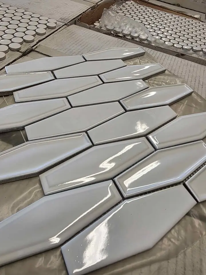 1 x 3 Elongated White Hex Mosaic, photo 3