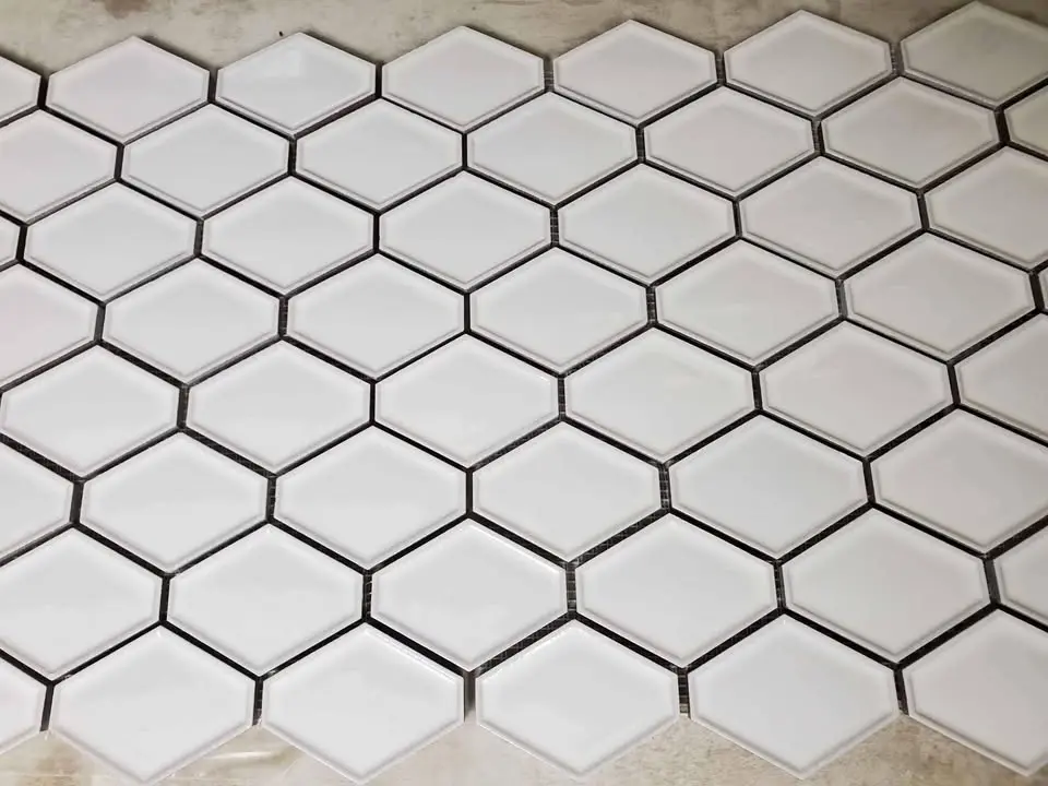 3D Hex Clipped Diamond Mosaic, Snow White, photo 4