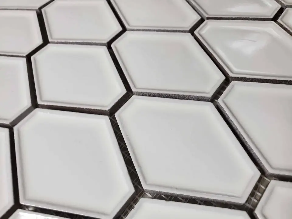 3D Hex Clipped Diamond Mosaic, Snow White, photo 5