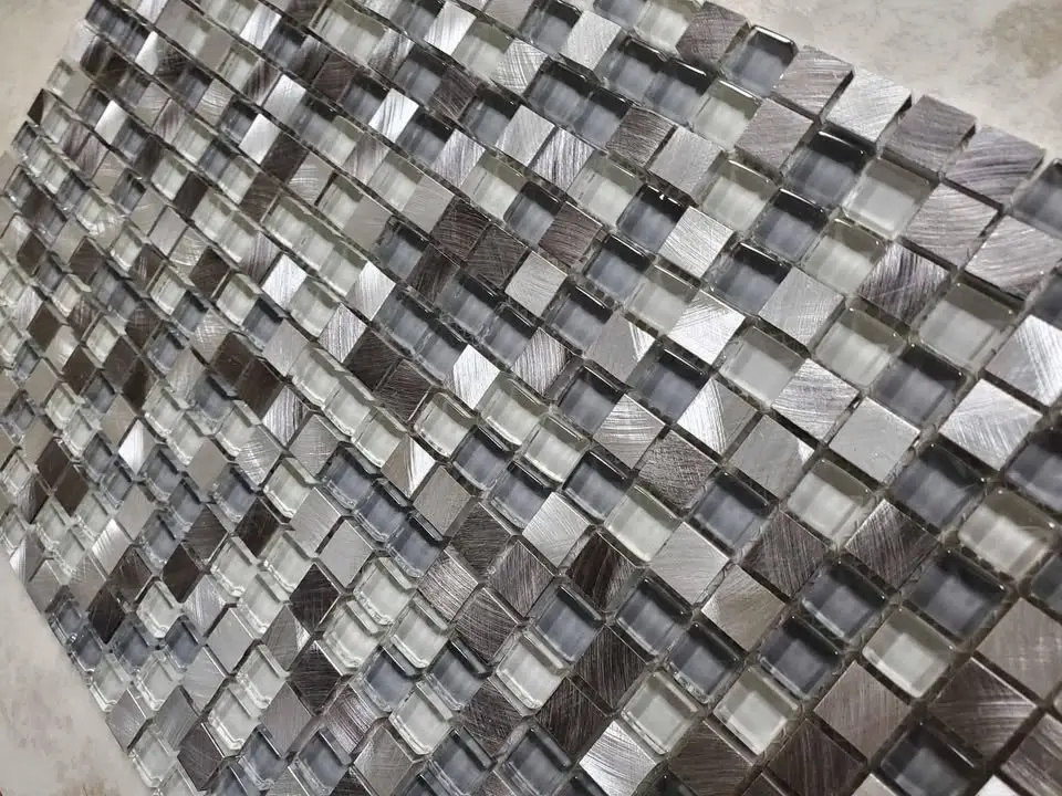 5/8 inch Glass and Brushed Metal Mosaic, Random Blend, photo 2