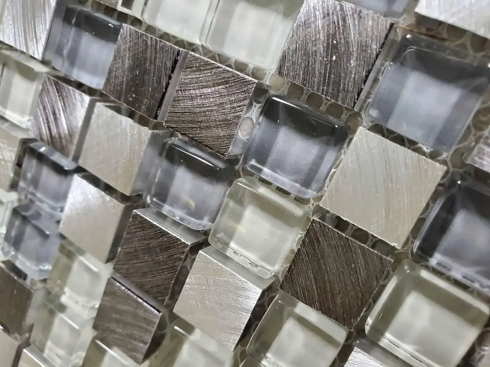 5/8 inch Glass and Brushed Metal Mosaic, Random Blend, photo 3