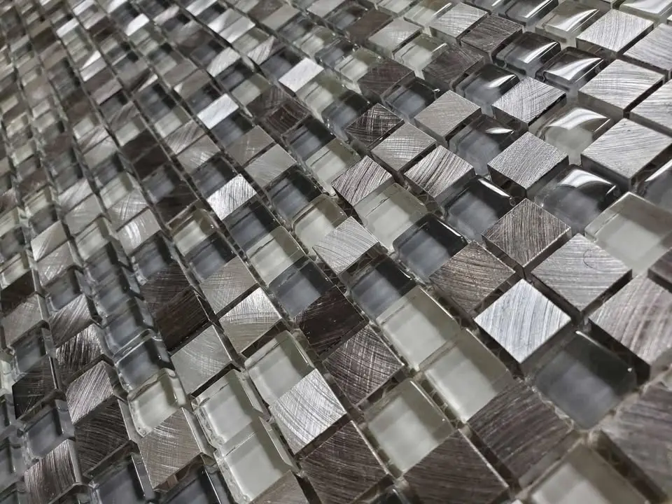 5/8 inch Glass and Brushed Metal Mosaic, Random Blend, photo 5