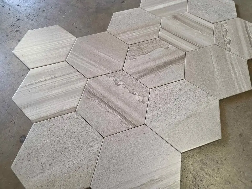 8 x 9 Hexagon Porcelain, Gray Stone Look, photo 4