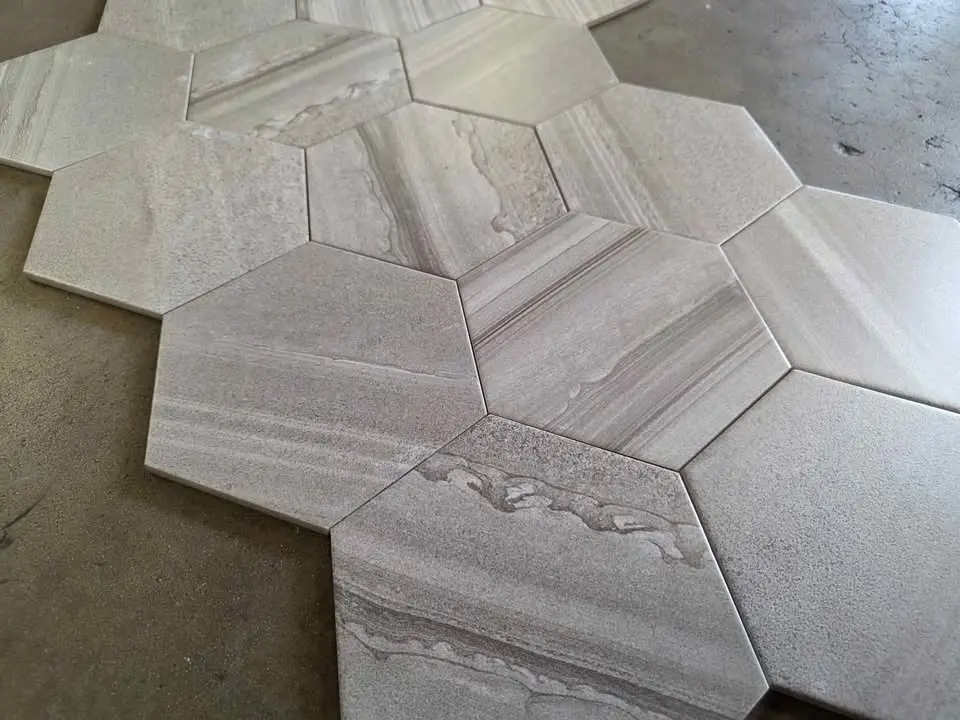 8 x 9 Hexagon Porcelain, Gray Stone Look, photo 5